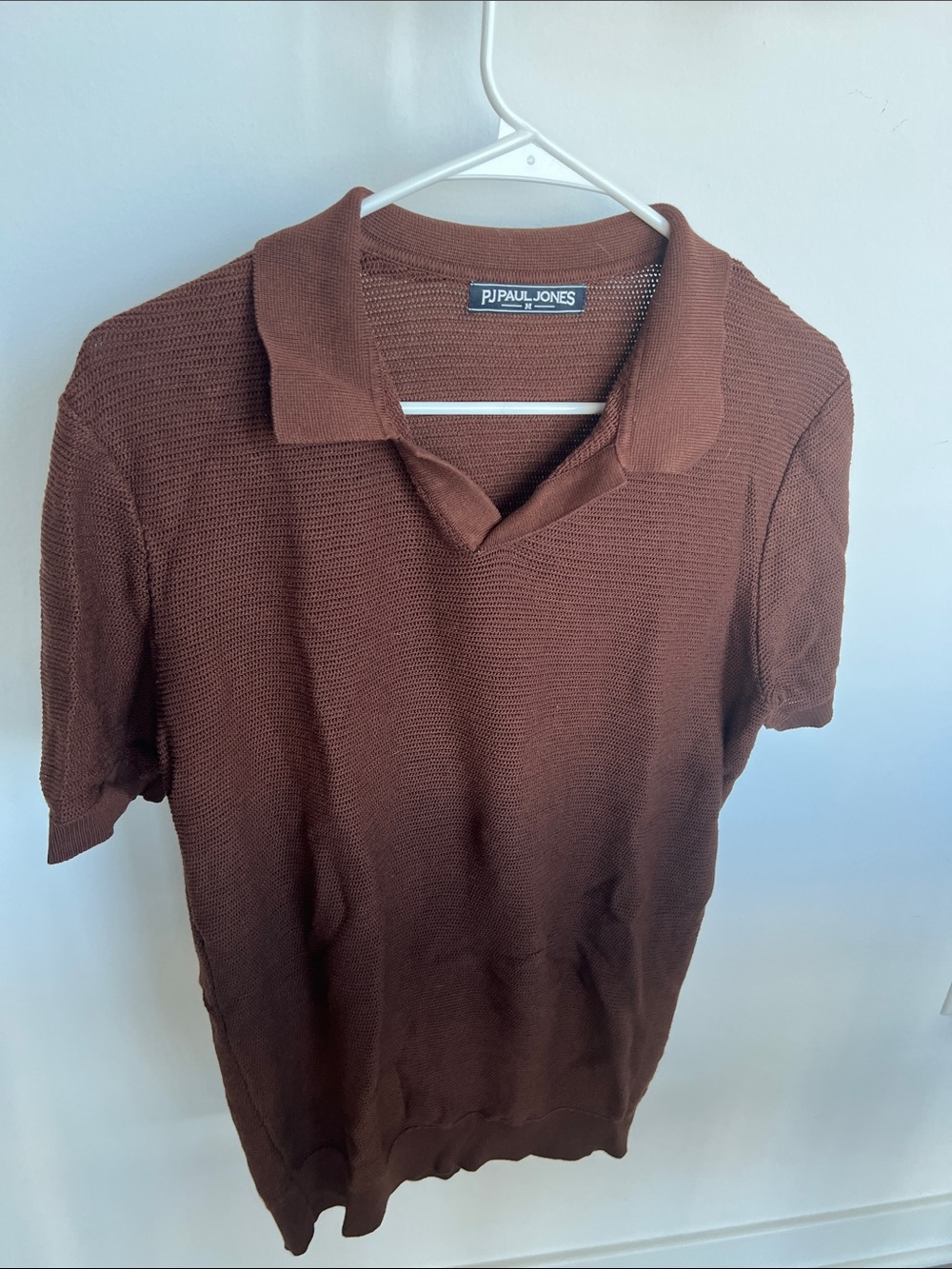 P.J. Paul Jones Brown Knit Polo Shirt - Men's Casual Short Sleeve